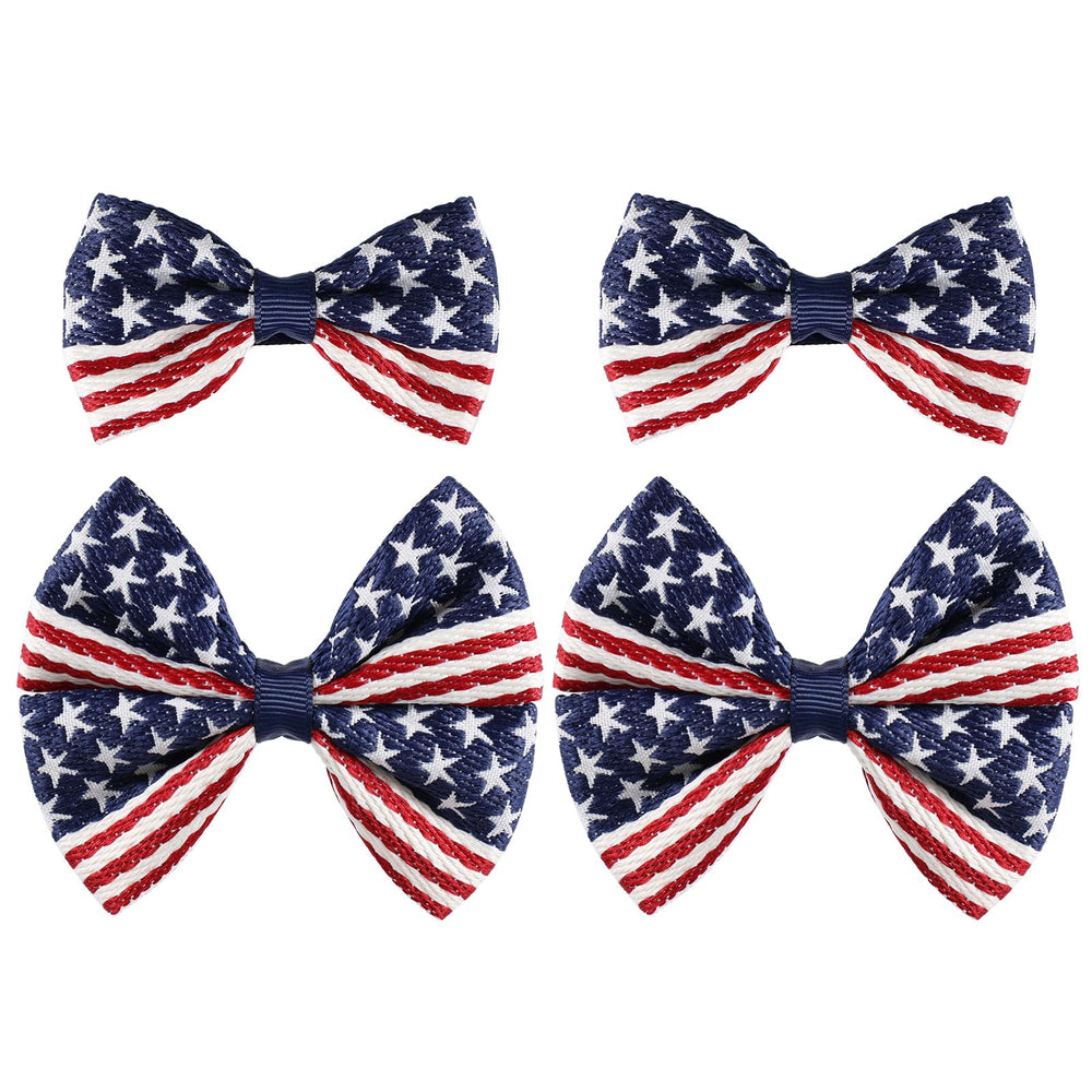 Miroksh front-facing bow set showing patriotic colors and immediate festive appeal