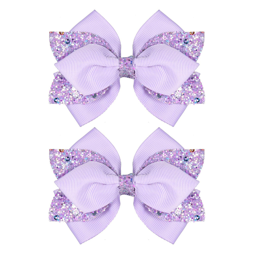 Miroksh front view of glitter purple bow clip showing elegant sparkle and instant style