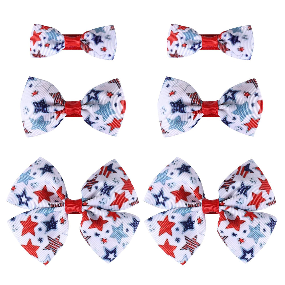 Miroksh front packaging showing six patriotic hair bows, bright and ready