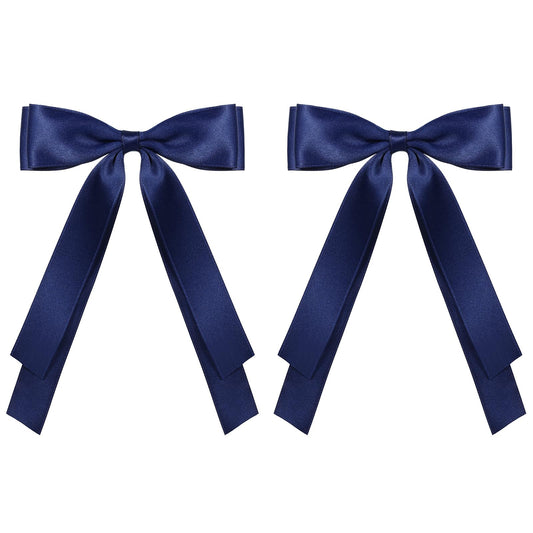 Miroksh front view navy satin bow adding refined style