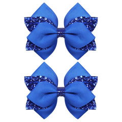 Miroksh front view of royal blue bows showing bold sparkle and instant outfit upgrade