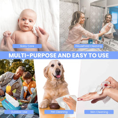 Mirucoo towel used for baby care showing soft, hygienic cleaning