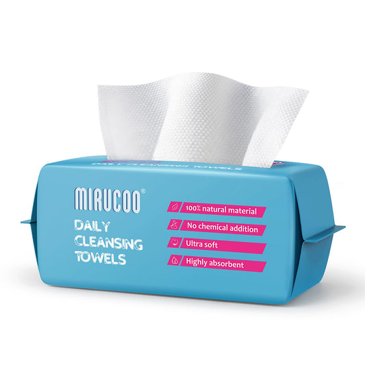 Mirucoo front packaging showing 100-sheet count and gentle benefits