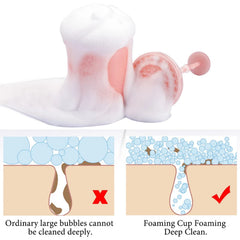 Misforu dense foam texture produced by cup demonstrating gentle application benefit