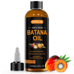 MISICH raw batana oil front bottle showing natural packaging and pure formula benefits