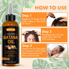 MISICH raw batana oil next to a 4 oz scale for size context and travel-friendly convenience