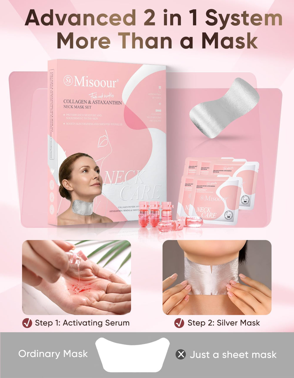 Misoour mask applied on model neck demonstrating comfortable wear