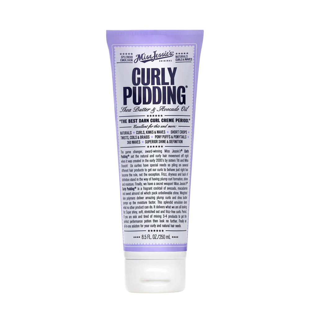 Miss Jessie's tub front packaging showing product identity and firm-hold benefit