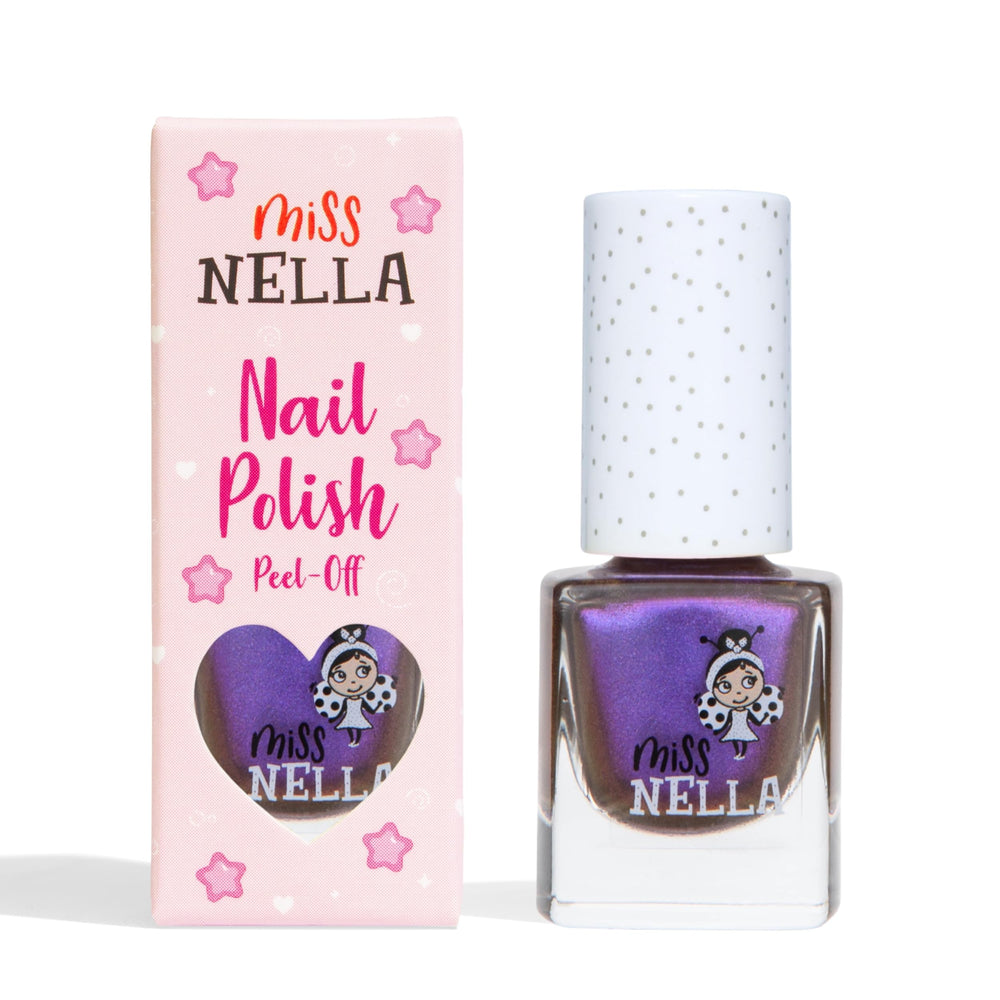 MISS NELLA front bottle showing metallic purple and kid-safe design