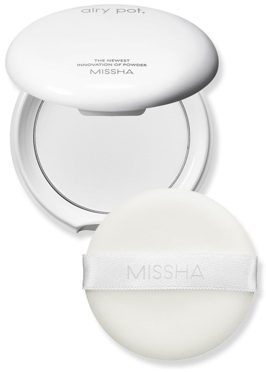MISSHA airy pot compact front showing sleek packaging and portability benefit