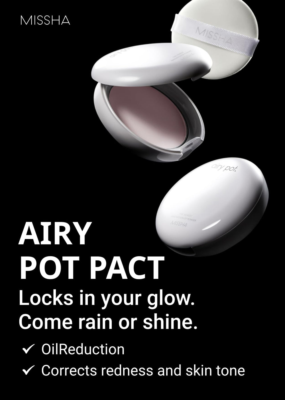 MISSHA compact open with puff displays easy on-the-go application benefit