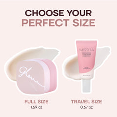 MISSHA next to makeup items illustrating primer and base use