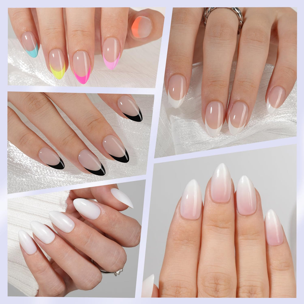 Misssix nails being applied with included glue demonstrating secure adhesion benefit