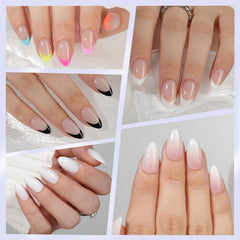 Misssix nails being applied with included glue demonstrating secure adhesion benefit