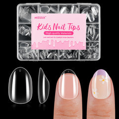 Misssix front package showing 360-piece kid press-on nail set and tidy storage