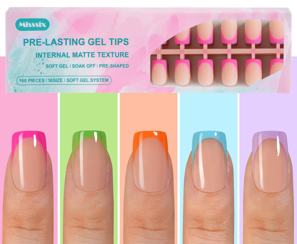 Misssix front packaging showing 160-piece french gel tips and sizes for quick application
