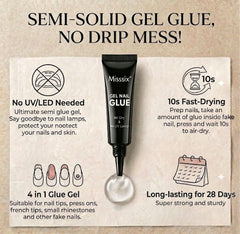 Misssix semi-solid glue texture on applicator for precise placement