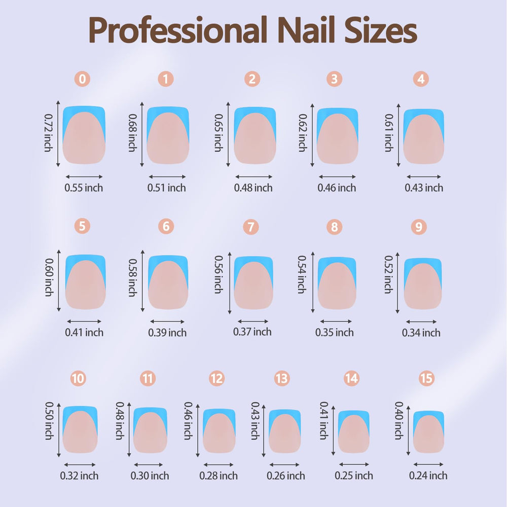 Misssix sizing layout with 16 sizes to help find a perfect nail fit
