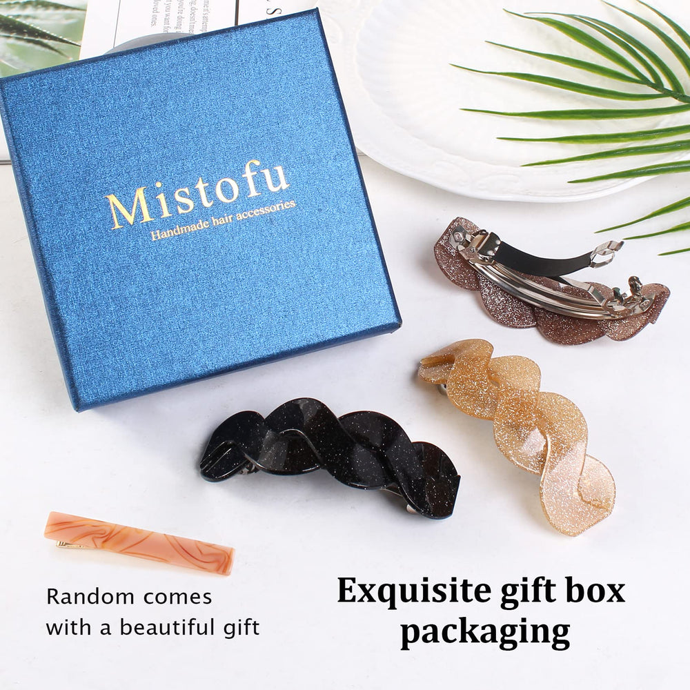 Mistofu pink champagne barrette styled in a half-up do adding polished look
