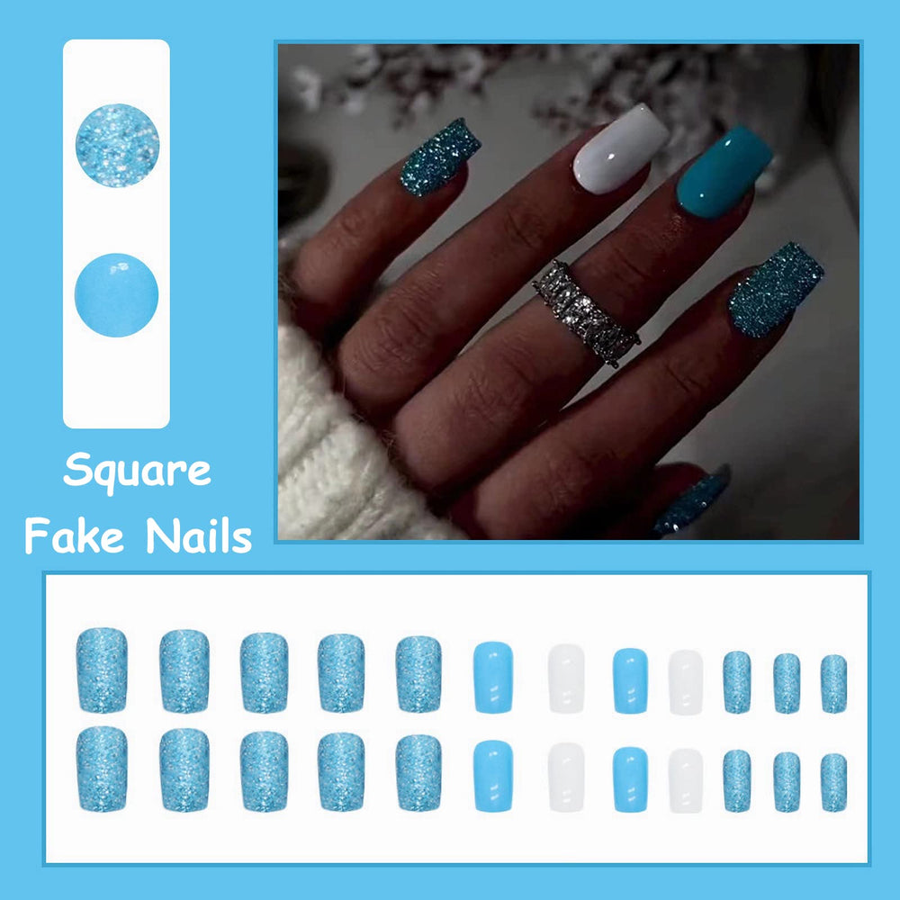 MISUD applying glue to a press-on nail demonstrating easy application