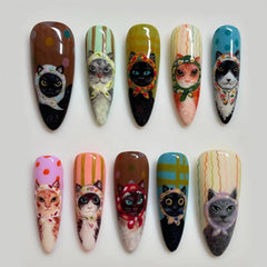 MISUD front packaging showing 30-piece stiletto nails and glue, fast styling benefit