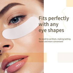 Miuffue pad applied on model eye demonstrating protection and comfort benefit