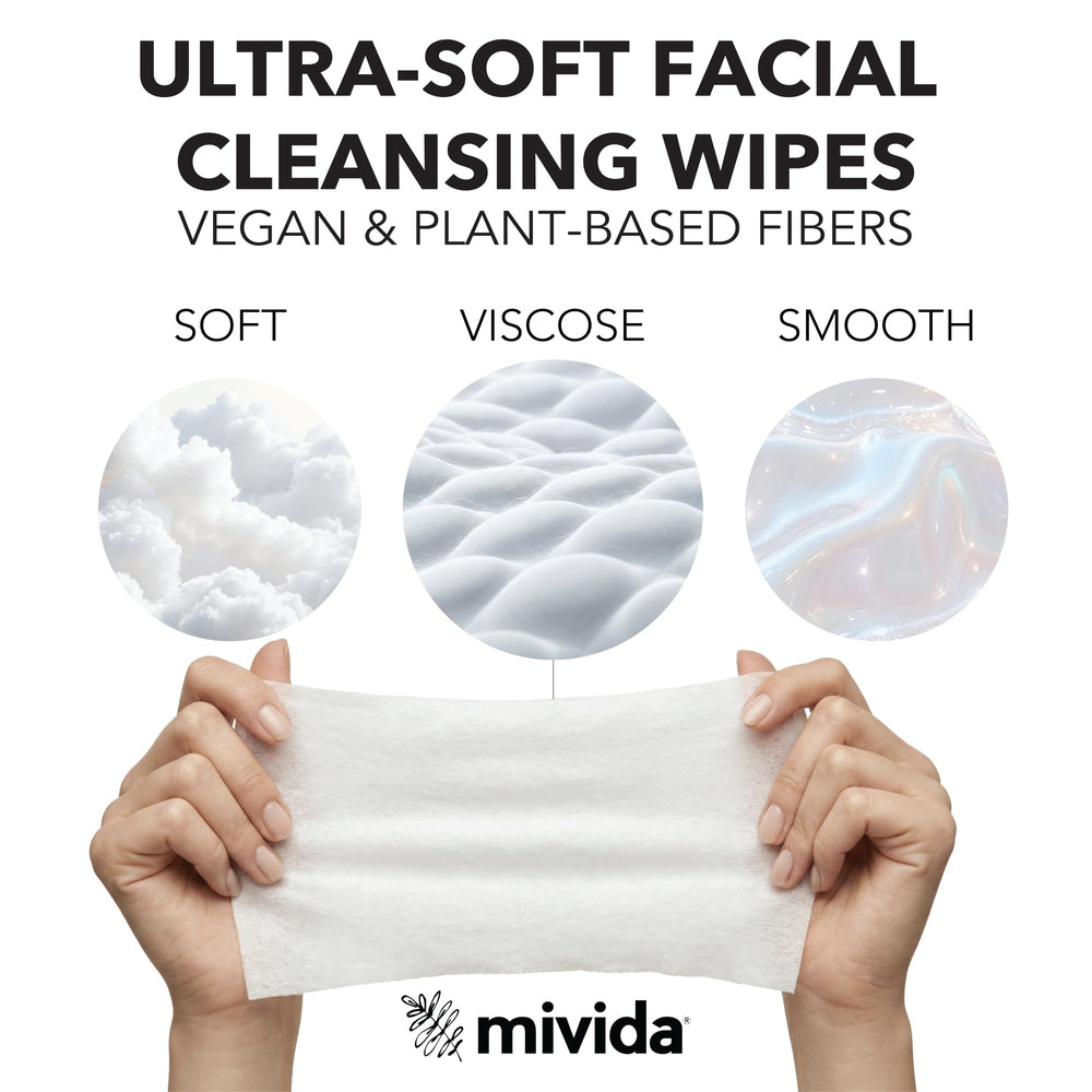 mivida wipe in hand removing makeup, gentle cleansing benefit