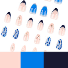 Mivota nails in hand demonstrating medium almond length and scale