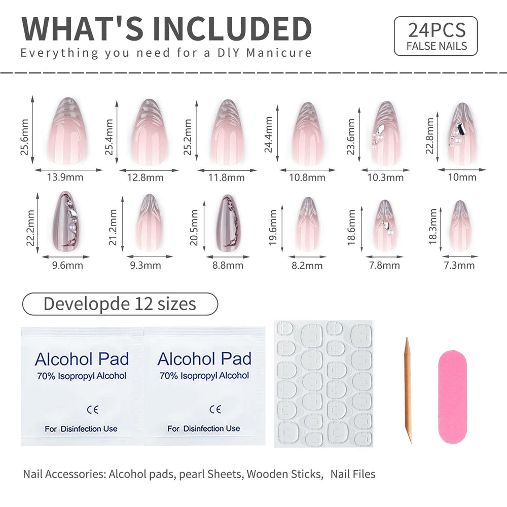 Mivota nails on hand to show long almond length for finger elongation