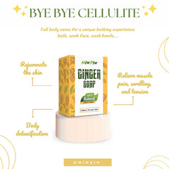 Miw Piw ginger soap being massaged on thigh supporting circulation benefits