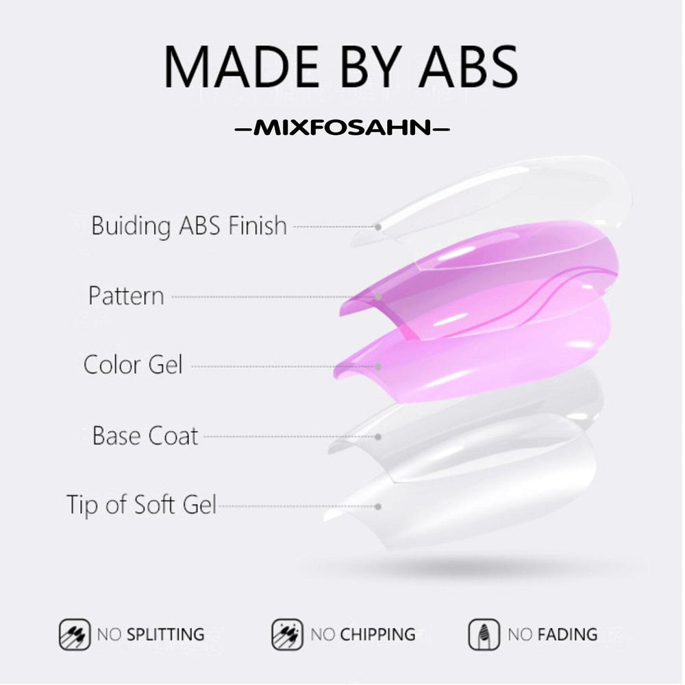MIXFOSAHN nails in hand for scale showing actual size and how they fit natural nails