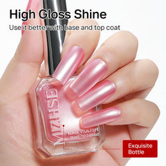 MIZHSE nail swatch fan displaying rose-pink coverage and color payoff benefit
