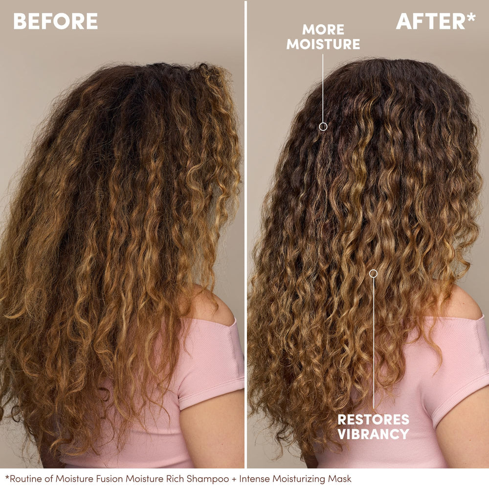 Applying Mizani mask to curly hair for improved manageability