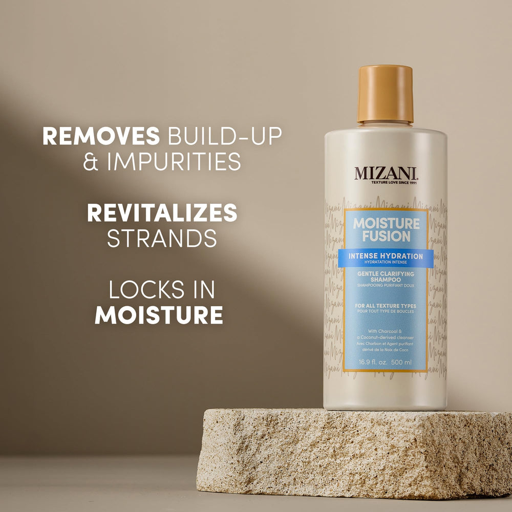 Mizani label and pump detail highlighting clean dispensing and instructions