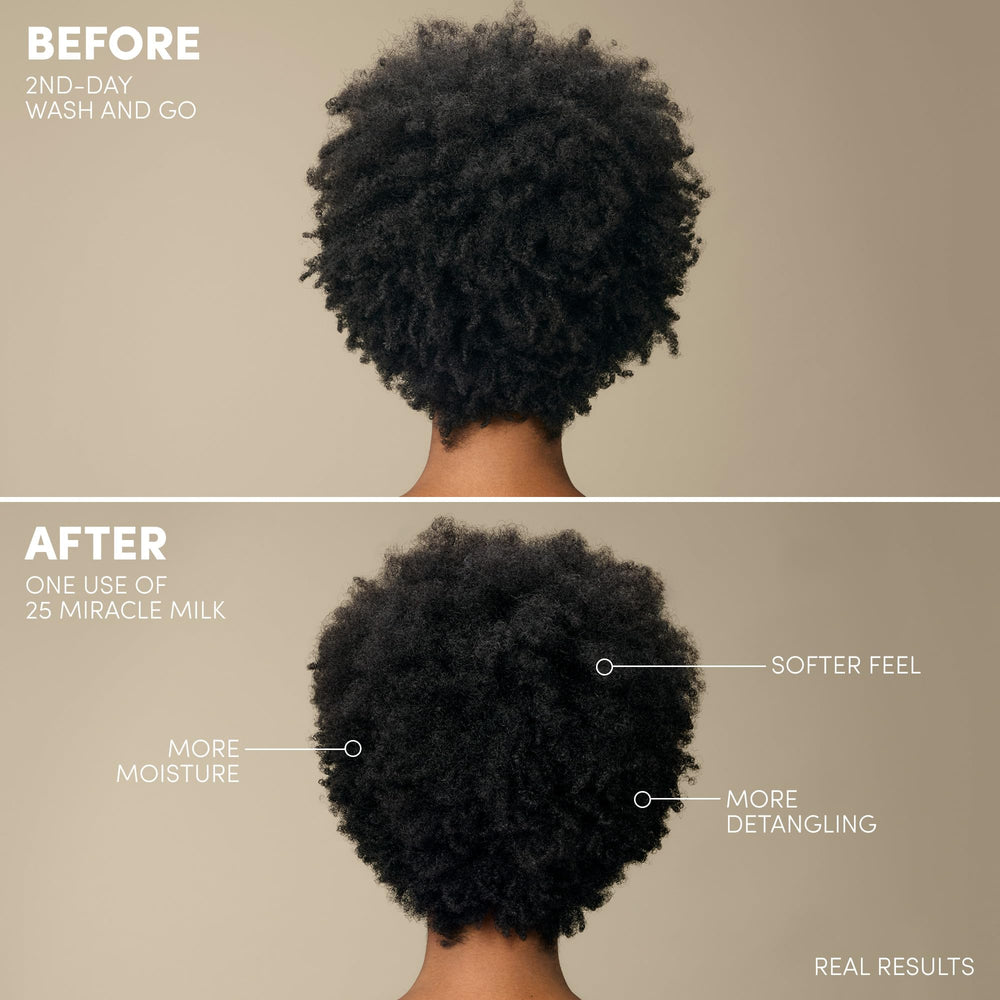 Mizani applied on curly hair showing improved texture and frizz control benefit