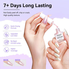 MIZHSE application steps on nails highlighting quick-dry benefit