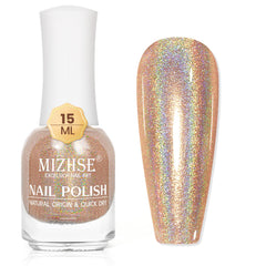 MIZHSE bottle front showing label and glossy holographic color benefit