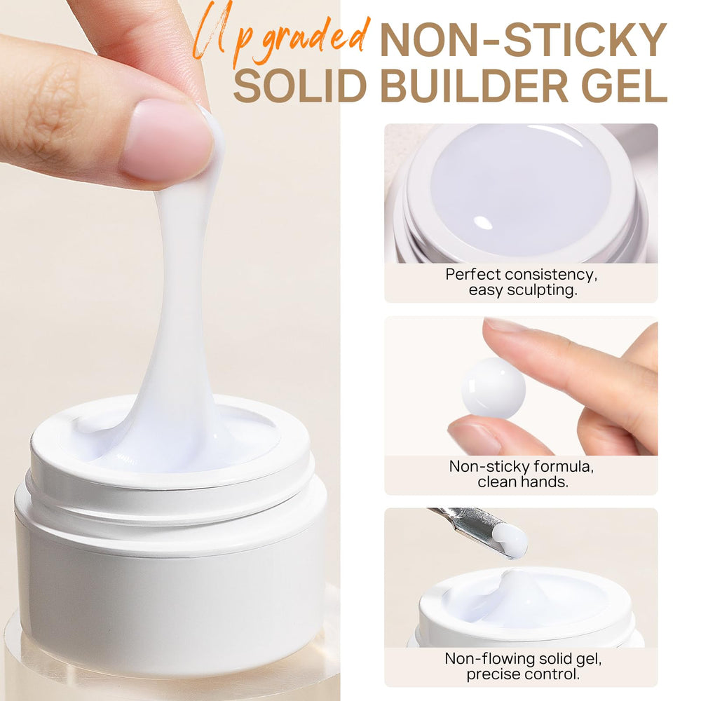MIZHSE clear gel on a nail form highlighting strong base support benefit
