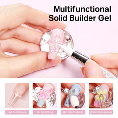 MIZHSE clear and white builder gel jars top view showing smooth non-sticky texture