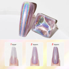MIZHSE close-up of holographic particles revealing fine glitter detail benefit