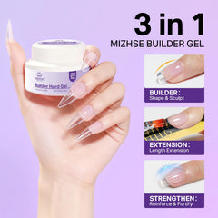 Cured clear nails with glossy finish using MIZHSE gel, long-lasting shine and protection