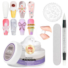 MIZHSE front packaging showing 60g white solid gel and kit — clear features