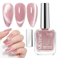 MIZHSE front packaging showing pink cat eye polish and benefits