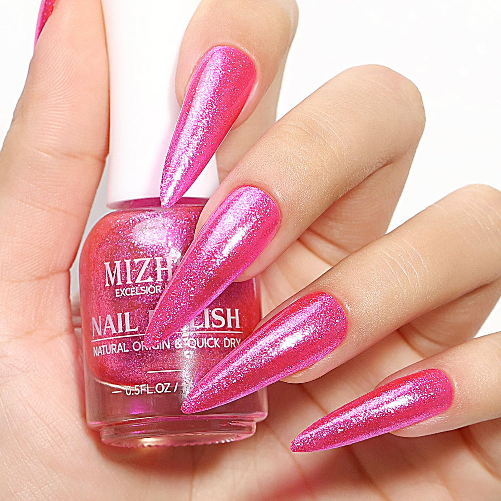 MIZHSE being applied on a hand model for fast-dry, salon-quality nails