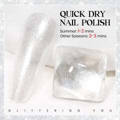 MIZHSE glitter swatch on nail tip showing sparkly glossy finish