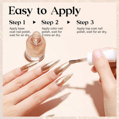MIZHSE glossy finished nails detail showing high-shine chrome effect and durability