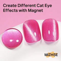 MIZHSE magnet held over wet polish creating cat eye effect for salon results