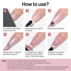 MIZHSE array of press-on nails displaying different cat-eye patterns
