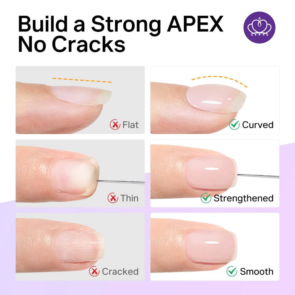Applying MIZHSE gel to nail tip, demonstrating extension technique and strong bond