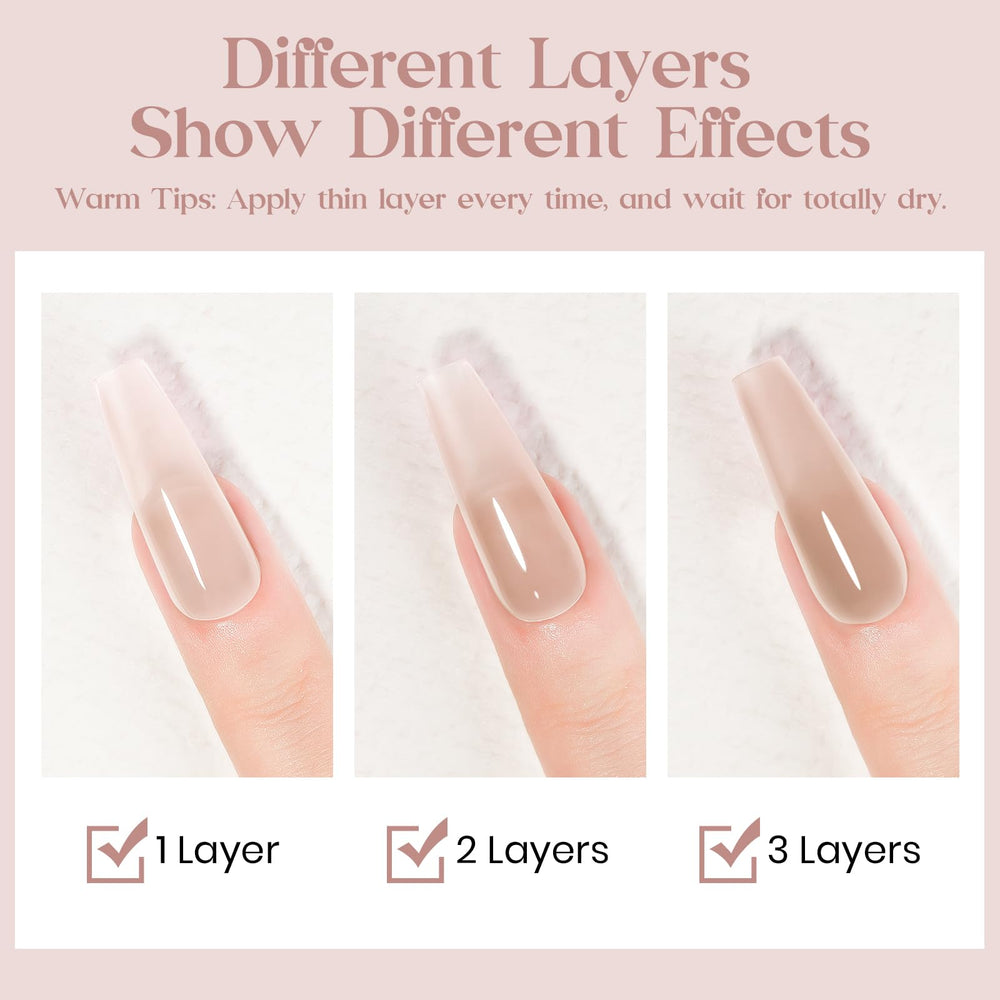 MIZHSE nail swatch on hands showing nude shade and natural elegant benefit